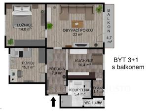 Prodej bytu 3+1, Písek, Harantova, 78 m2
