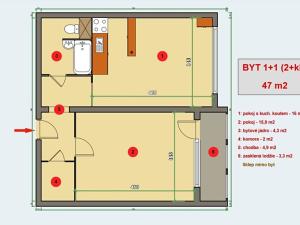 Prodej bytu 2+kk, Hradec Králové, Jana Masaryka, 47 m2