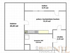 Pronájem bytu 2+kk, Dnešice, 41 m2