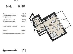 Prodej bytu 1+kk, Brno, Podveská, 36 m2