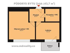 Pronájem bytu 2+kk, Jihlava, Vrchlického, 43 m2