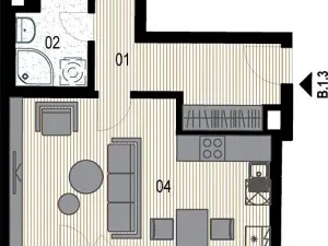 Prodej bytu 2+kk, Praha - Hrdlořezy, Mezitraťová, 50 m2