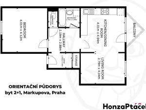 Prodej bytu 2+1, Praha - Horní Počernice, Markupova, 62 m2