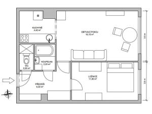 Pronájem bytu 2+kk, Praha - Chodov, Podjavorinské, 43 m2