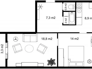 Pronájem bytu 2+1, Praha - Strašnice, Nosická, 55 m2