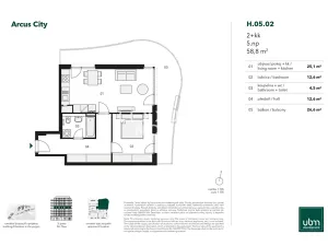 Pronájem bytu 2+kk, Praha - Stodůlky, Bělohlávkova, 59 m2