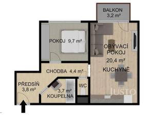 Prodej bytu 2+kk, Písek, K Háječku, 43 m2