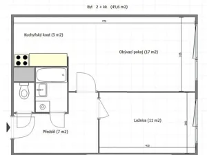 Pronájem bytu 2+kk, Praha - Krč, Trnková, 46 m2