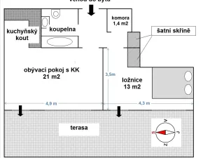 Pronájem bytu 2+kk, Praha - Vysočany, Pod Harfou, 45 m2