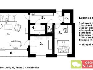 Pronájem bytu 2+1, Praha - Holešovice, Vrbenského, 49 m2