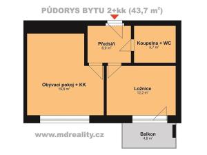 Pronájem bytu 2+kk, Jihlava, Vrchlického, 48 m2