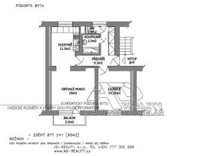 Pronájem bytu 2+1, České Budějovice, Heydukova, 63 m2