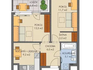 Prodej bytu 2+1, Praha - Hlubočepy, Ondrákové, 51 m2