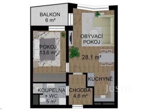 Prodej bytu 2+kk, Písek, Zeyerova, 51 m2