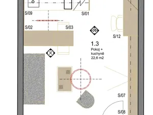 Pronájem bytu 1+kk, Praha - Bubeneč, Vítězné náměstí, 45 m2