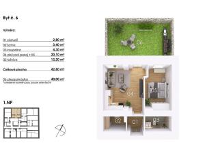 Prodej bytu 2+kk, Postupice, Blanická, 43 m2