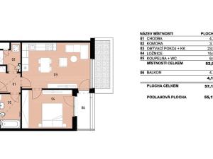 Pronájem bytu 2+kk, Praha, V třešňovce, 57 m2