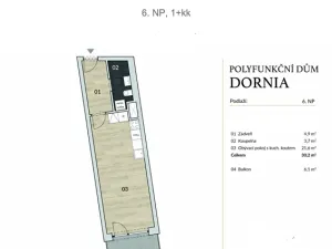 Pronájem bytu 1+kk, Brno, Dornych, 36 m2