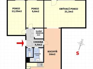 Pronájem bytu 3+1, Praha - Záběhlice, Hlavní, 73 m2