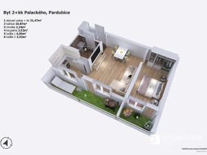 Prodej bytu 2+kk, Pardubice, Palackého třída, 49 m2