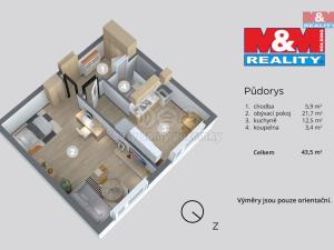 Prodej bytu 1+1, Ústí nad Labem - Severní Terasa, Muchova, 42 m2