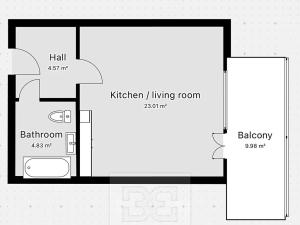 Pronájem bytu 1+kk, Praha - Vysočany, Poděbradská, 39 m2
