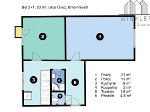 Pronájem bytu 2+1, Brno, Úvoz, 53 m2
