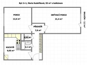 Prodej bytu 2+1, Brno, 55 m2