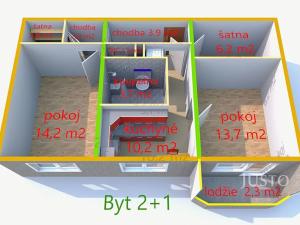 Pronájem bytu 2+1, Uherské Hradiště, Štěpnická, 61 m2
