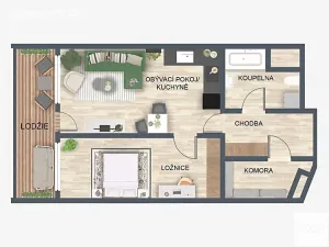 Pronájem bytu 2+kk, Praha - Hlubočepy, náměstí Olgy Scheinpflugové, 49 m2