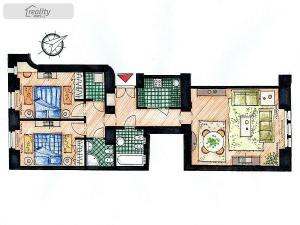 Pronájem bytu 3+1, Praha - Nové Město, Odborů, 80 m2