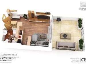 Pronájem bytu 1+kk, Brno, Fantova, 30 m2
