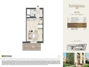 Prodej bytu 1+kk, Praha - Nové Město, Vyšehradská, 31 m2