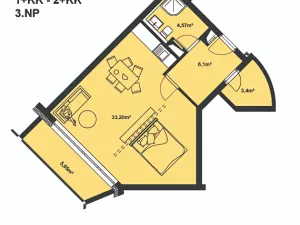 Pronájem bytu 2+kk, Brno, Plotní, 49 m2