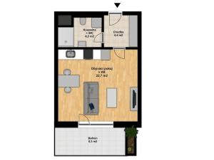 Pronájem bytu 1+kk, Praha - Jinonice, Kloudova, 33 m2
