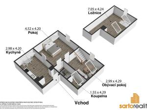 Pronájem atypického bytu, Františkov nad Ploučnicí, 73 m2