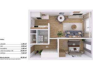 Prodej bytu 2+1, Příbram, Slunná, 45 m2