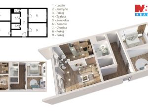 Prodej bytu 3+1, Praha - Kobylisy, Třeboradická, 67 m2