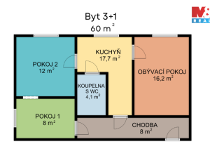 Prodej bytu 3+1, Červená Voda, 60 m2