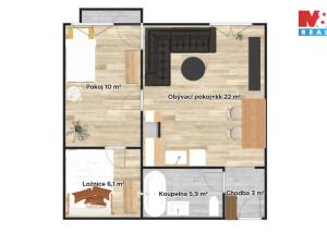 Prodej bytu 3+kk, Šestajovice, Komenského, 48 m2