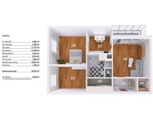 Prodej bytu 3+1, Praha - Hlubočepy, Pražského, 76 m2