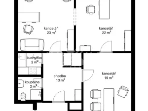 Pronájem kanceláře, Praha - Holešovice, Bubenská, 84 m2