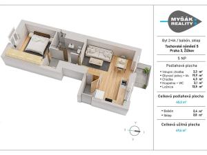 Pronájem bytu 2+kk, Praha - Žižkov, Tachovské náměstí, 50 m2