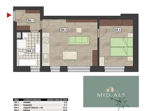 Pronájem bytu 2+kk, Zbiroh, Majerové, 44 m2