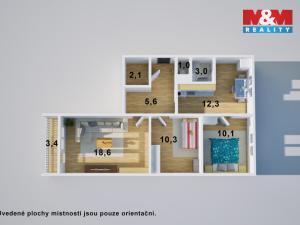 Prodej bytu 3+1, Ústí nad Labem - Krásné Březno, Družstevní, 65 m2