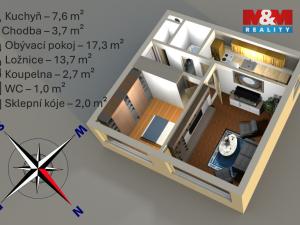 Pronájem bytu 2+1, Zruč nad Sázavou, Slunný vrch, 46 m2