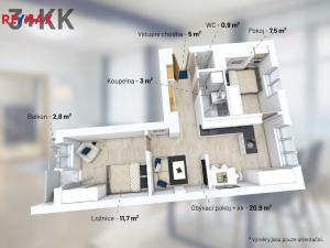 Prodej bytu 3+kk, Pardubice - Polabiny, Družstevní, 51 m2