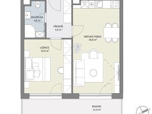 Prodej bytu 2+kk, Praha - Hlubočepy, Na Zlíchově, 52 m2