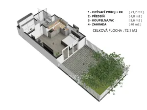 Pronájem bytu 1+kk, Praha - Letňany, Letovská, 37 m2