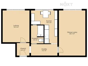 Prodej bytu 2+1, Český Krumlov, Sídliště Plešivec, 57 m2